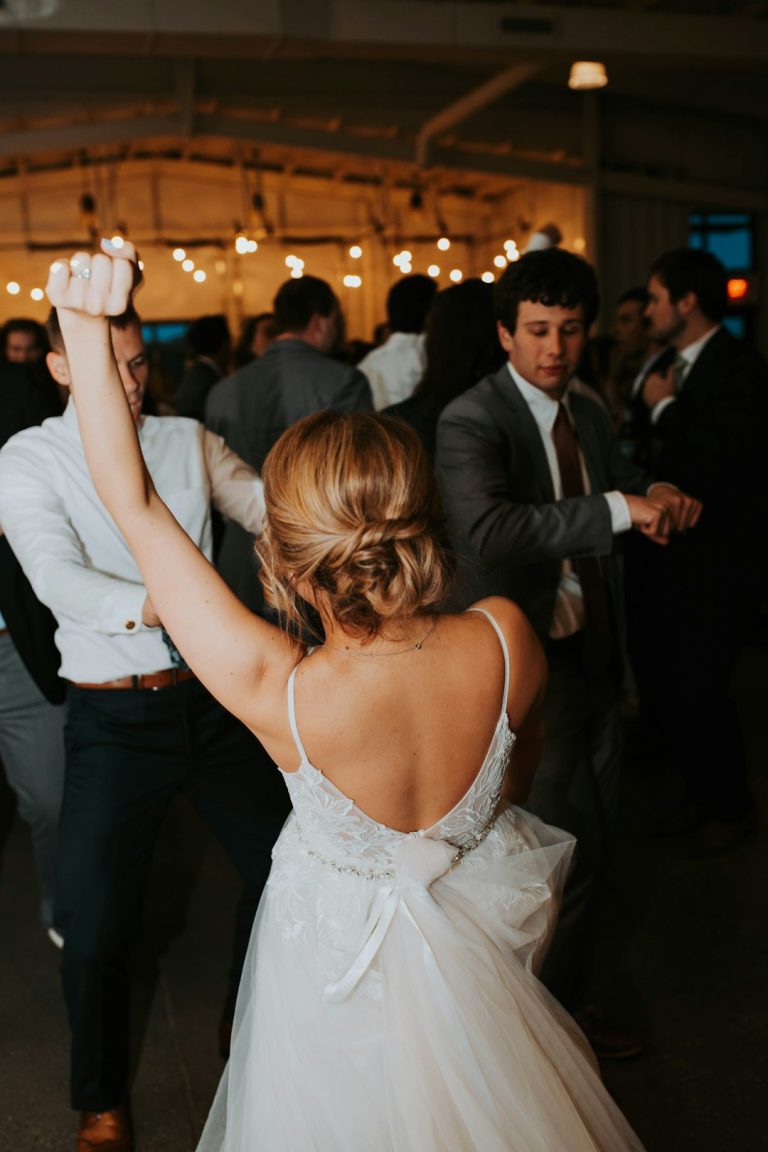 Bride and groom dancing at their wedding reception
