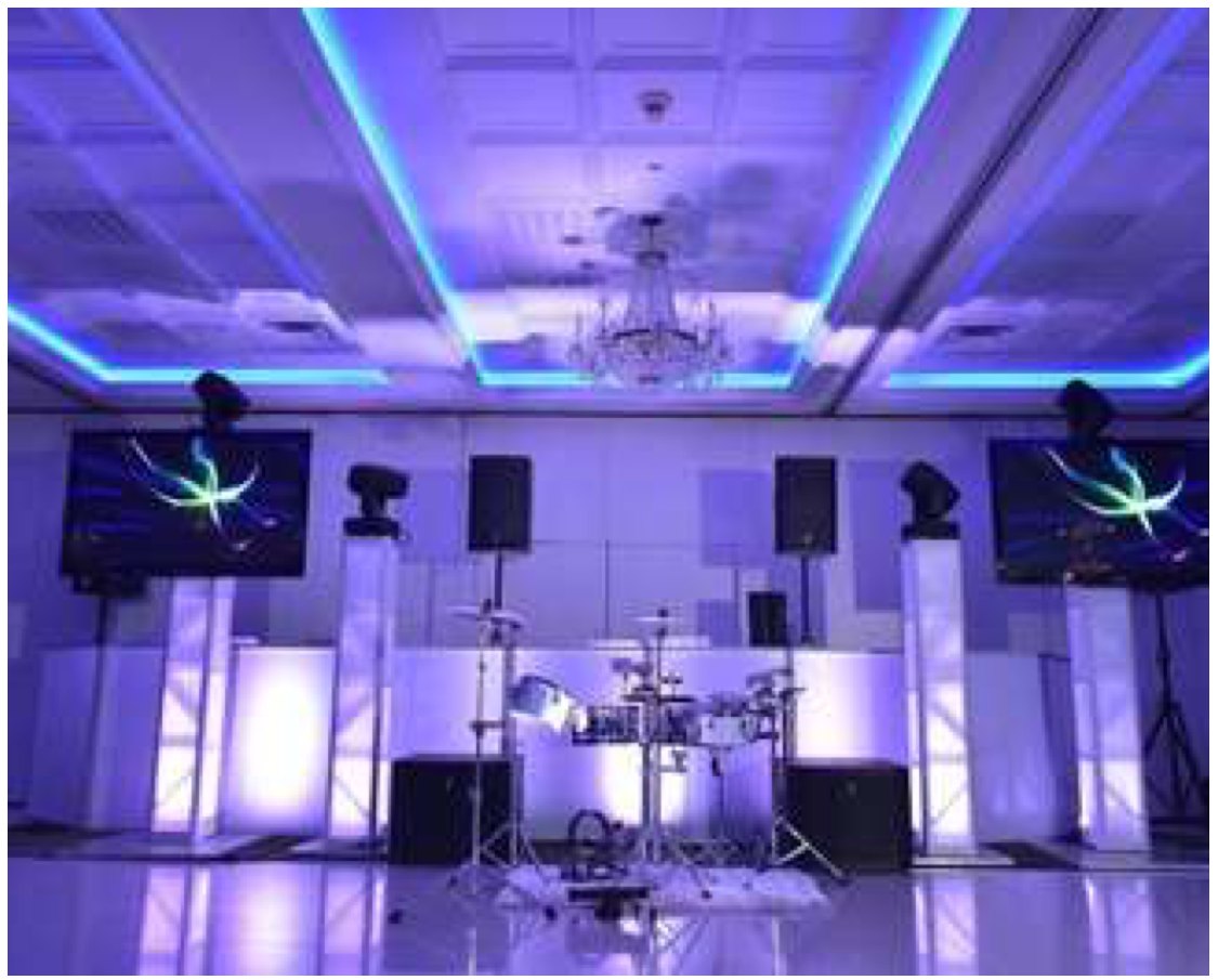 Grand Package setup with LED DJ booth, video screens and dance-floor lighting